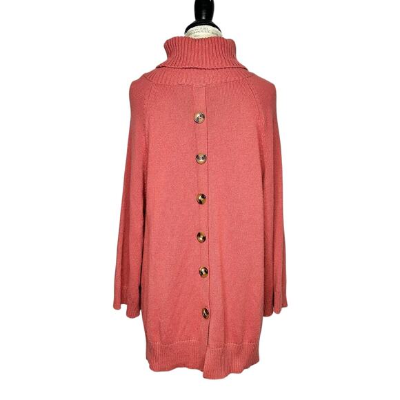 Soft Surroundings | Women | Rust Wool Blend Button Up Turtleneck Sweater | Large - Picture 3 of 8